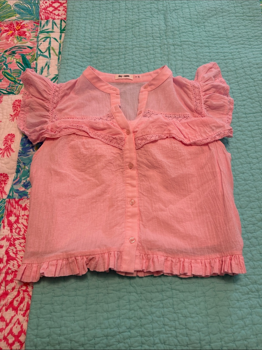 Soft Pink Ruffle Button-Front Blouse by Gap Kids